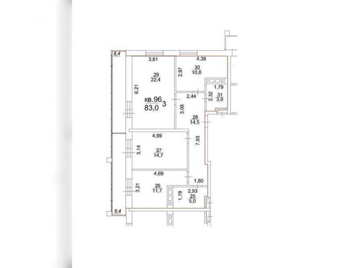 3-комн квартира Московский тракт, д.107в