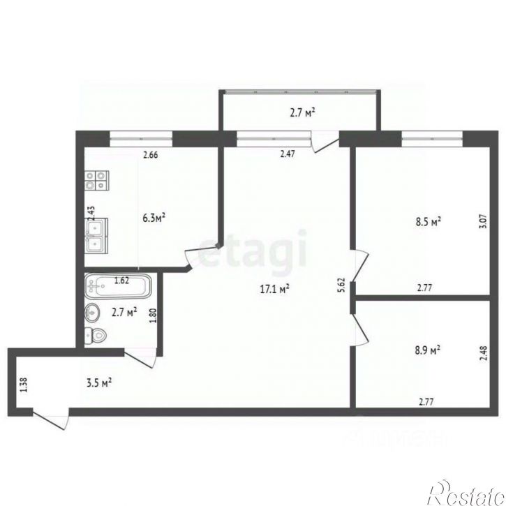 2-комн квартира проспект Ленина, 212А,  д. 212А