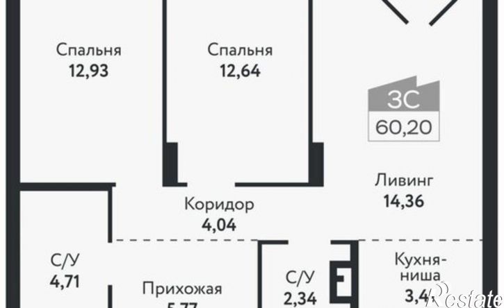 3-комн квартира в новом доме ул Бердская, 14/3,  д. 14/3