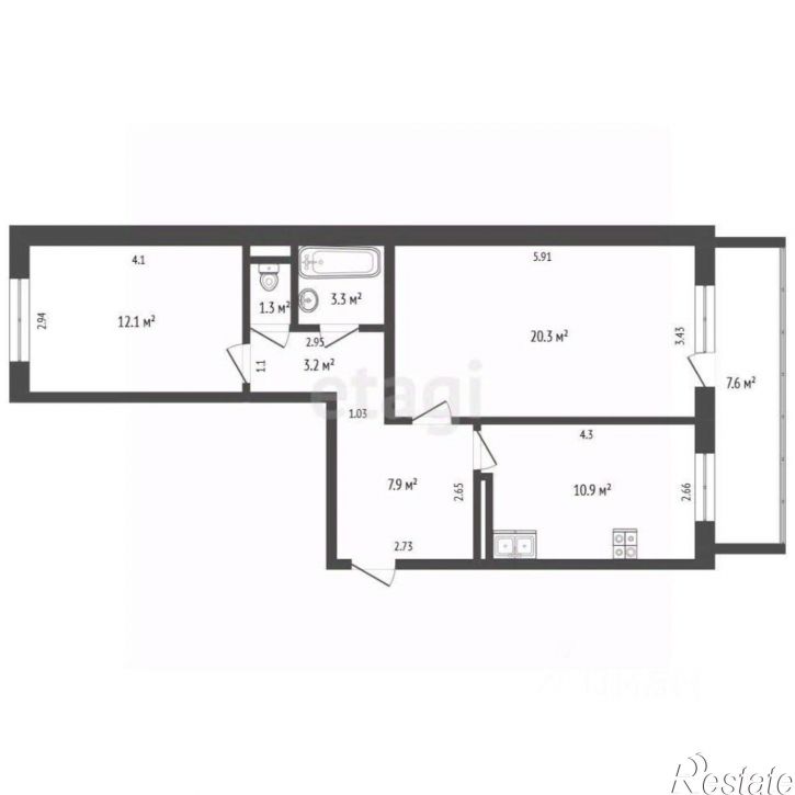 2-комн квартира улица Герасименко, 3/14,  д. 3/14