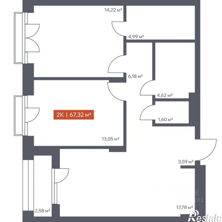 2-комн квартира в новом доме ул Елизаровых, 13 1,  д. 13 1,  к. 1