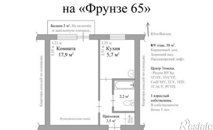 1-комн квартира проспект Фрунзе, 65,  д. 65
