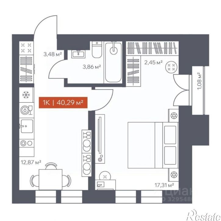 1-комн квартира в новом доме ул Елизаровых, 13 1,  д. 13 1,  к. 1