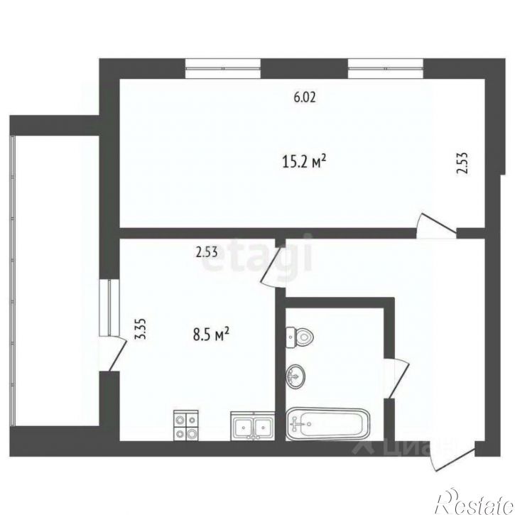1-комн квартира переулок Богдана Хмельницкого, 8,  д. 8