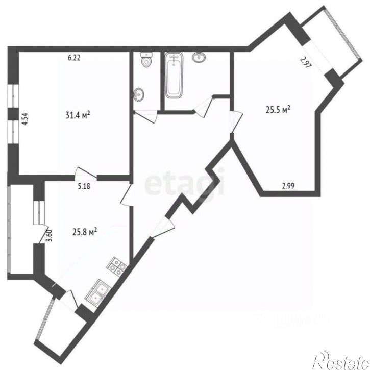 2-комн квартира Киевская улица, 57,  д. 57
