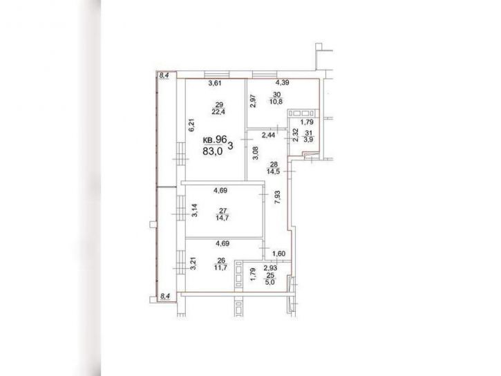 3-комн квартира Московский тракт, д.107в