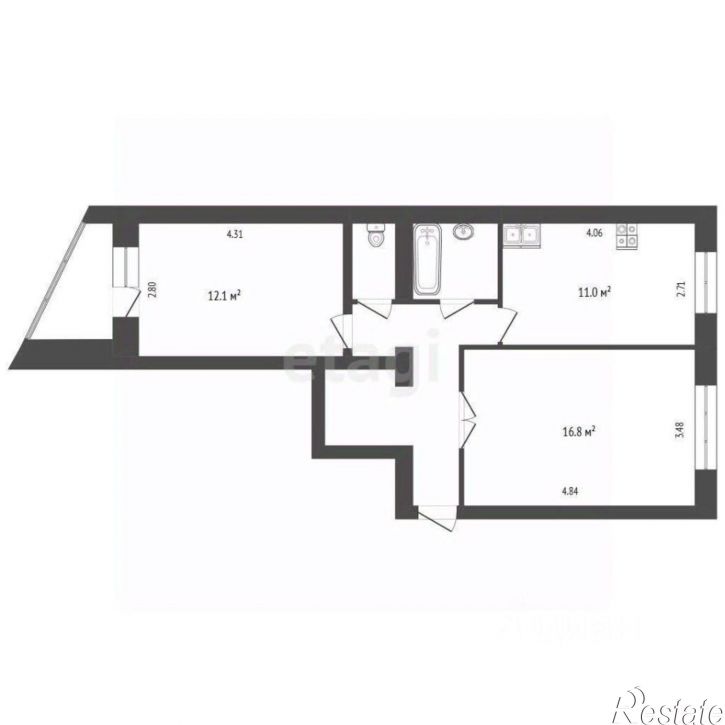 2-комн квартира ул Киевская, 13 3,  д. 13 3,  к. 3
