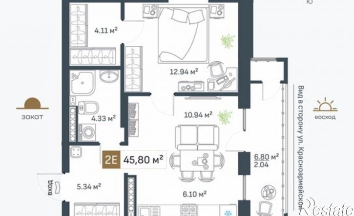 2-комн квартира в новом доме ул Лебедева, 5/8,  д. 5/8
