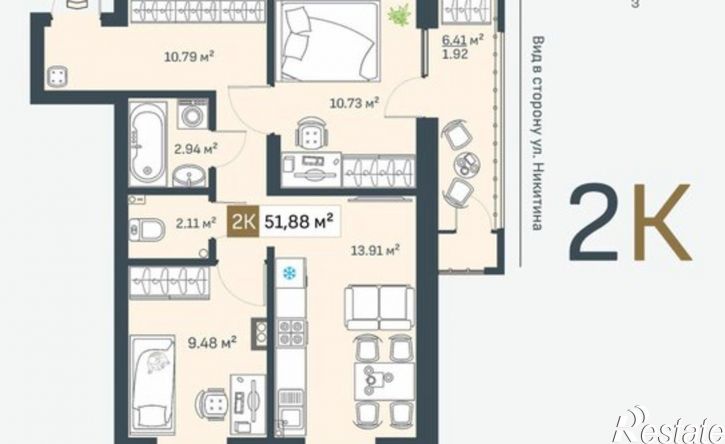 2-комн квартира в новом доме ул Лебедева, 5/8,  д. 5/8