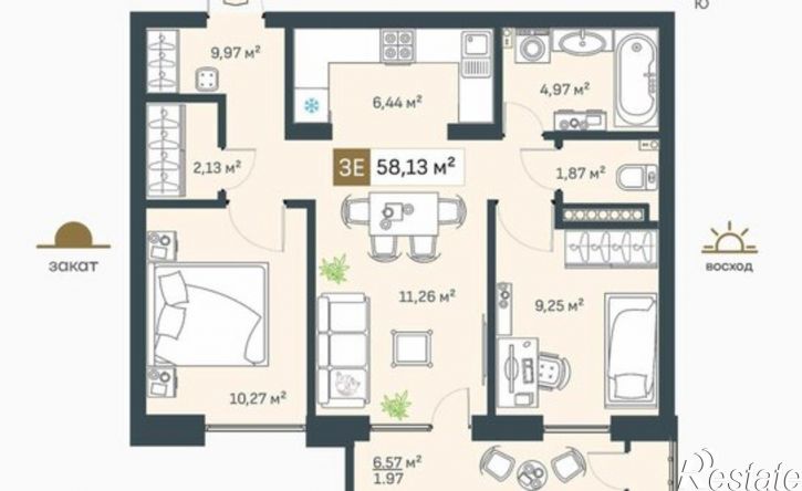 3-комн квартира в новом доме ул Лебедева, 5/8,  д. 5/8