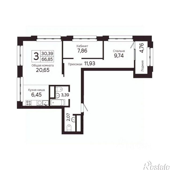 3-комн квартира в новом доме Комсомольский пр-кт, 48 1,  д. 48 1,  к. 1