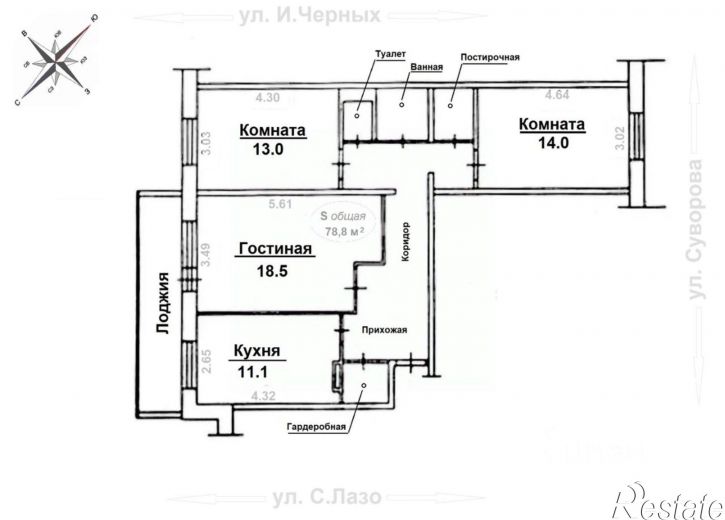 3-комн квартира ул Суворова, 17 1,  д. 17 1,  к. 1