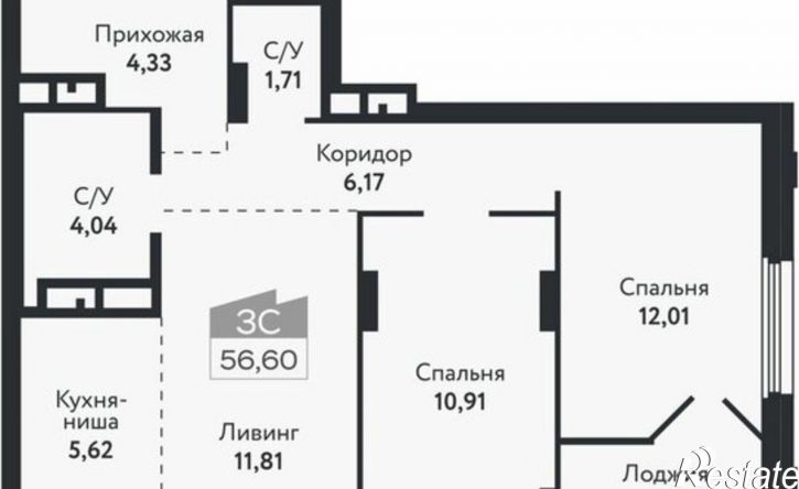 3-комн квартира в новом доме ул Бердская, 14/3,  д. 14/3