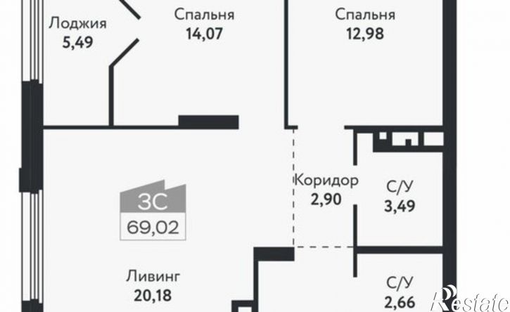 3-комн квартира в новом доме ул Бердская, 14/3,  д. 14/3