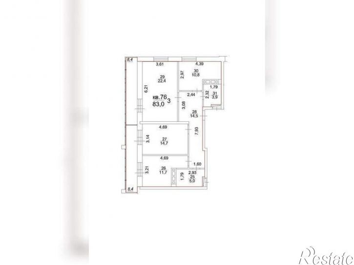 3-комн квартира Московский тракт, д.107в
