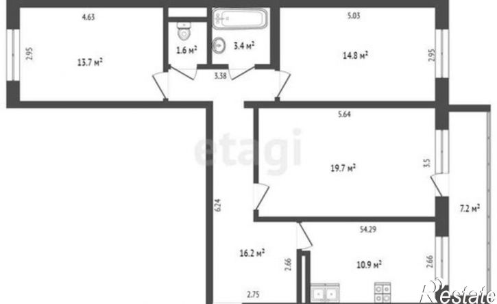 3-комн квартира ул Береговая, 17,  д. 17