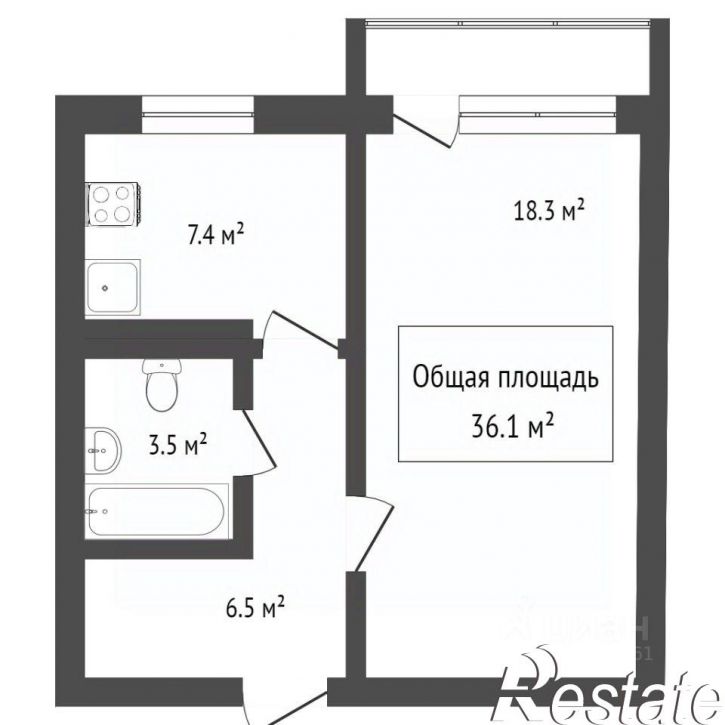 1-комн квартира Алтайская улица, 126,  д. 126