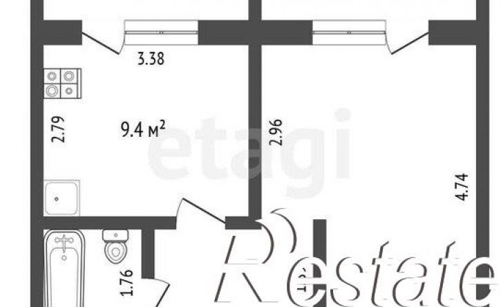 1-комн квартира улица Белинского, 31А,  д. 31А