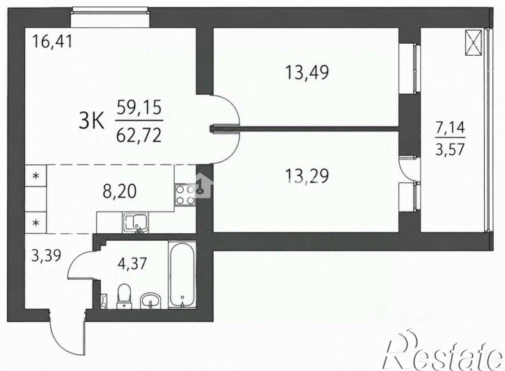 3-комн квартира улица Вершинина, 58с1,  д. 58с1