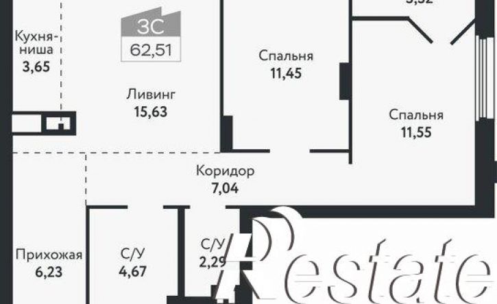 3-комн квартира в новом доме проспект Ленина, 206В,  д. 206В